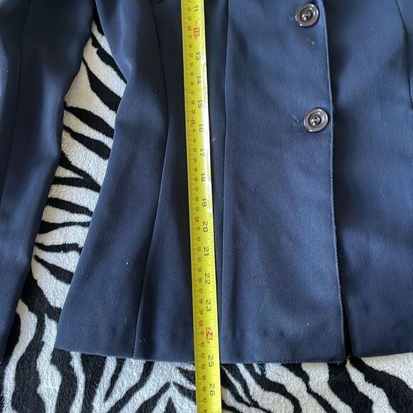 Vintage Karin Morgan two button up polyester women blue blazer jacket size 9/10 - Picture 14 of 15